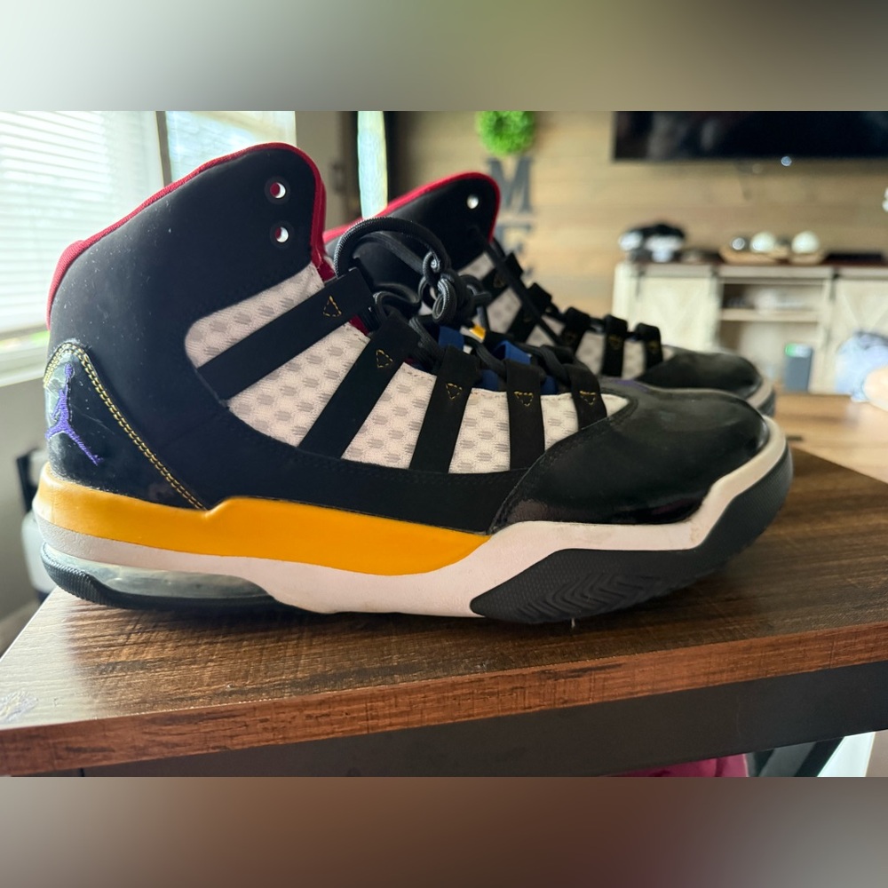 Men's Black and Yellow High-Top Sneakers